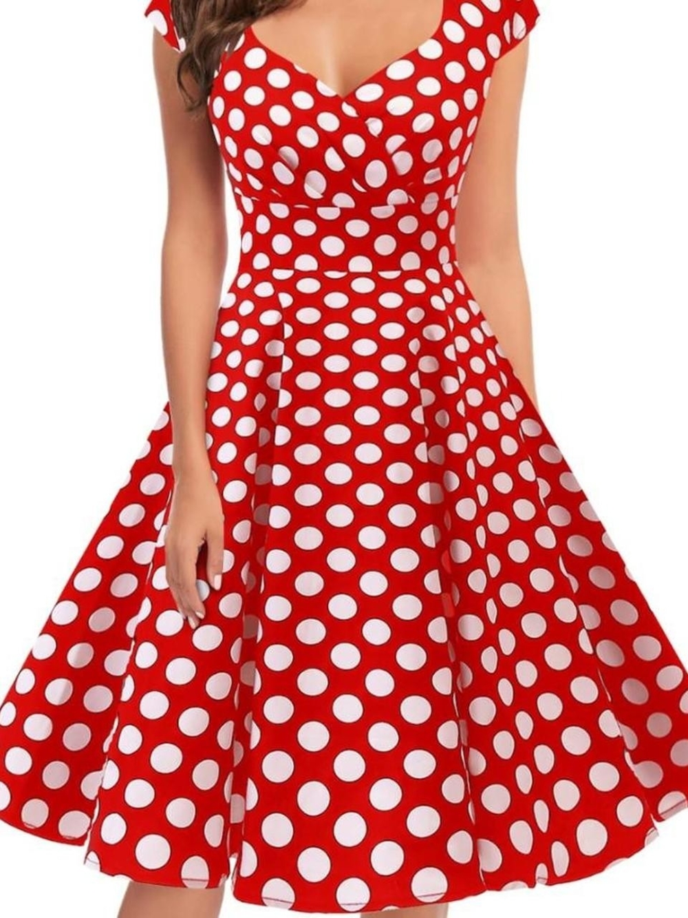 NWOT Red Polka Dot Fit & Flare Dress - Classic Retro Style